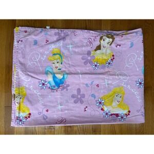 Vintage Disney Princess Twin Flat Sheet Pink Belle Cinderella Aurora Y2K 90s